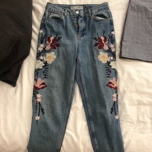 Top shop petite mom jeans with floral design